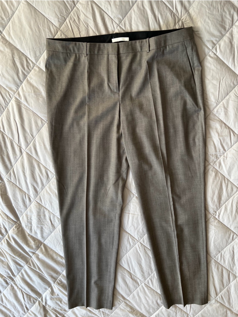 Hugo Boss Women’s Dark Charcoal Patterned Lightweight Wool Dress Pants